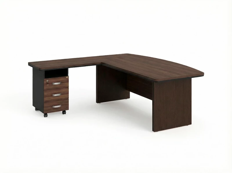 BRL RB071-200x200L Стол руководителя угловой L с тумбой 3 ящика 2000х2000х760 Венге/Черный