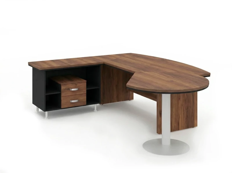 BRL RB072-235x200L Стол рук-ля L угловой с брифингом и тумбой 2 ящика 2350х2000х760 Венге/Черный