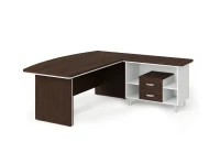BRL RB070-180x200R Стол руководителя угловой R с тумбой 2 ящика 1800х2000х760 Венге/Белый