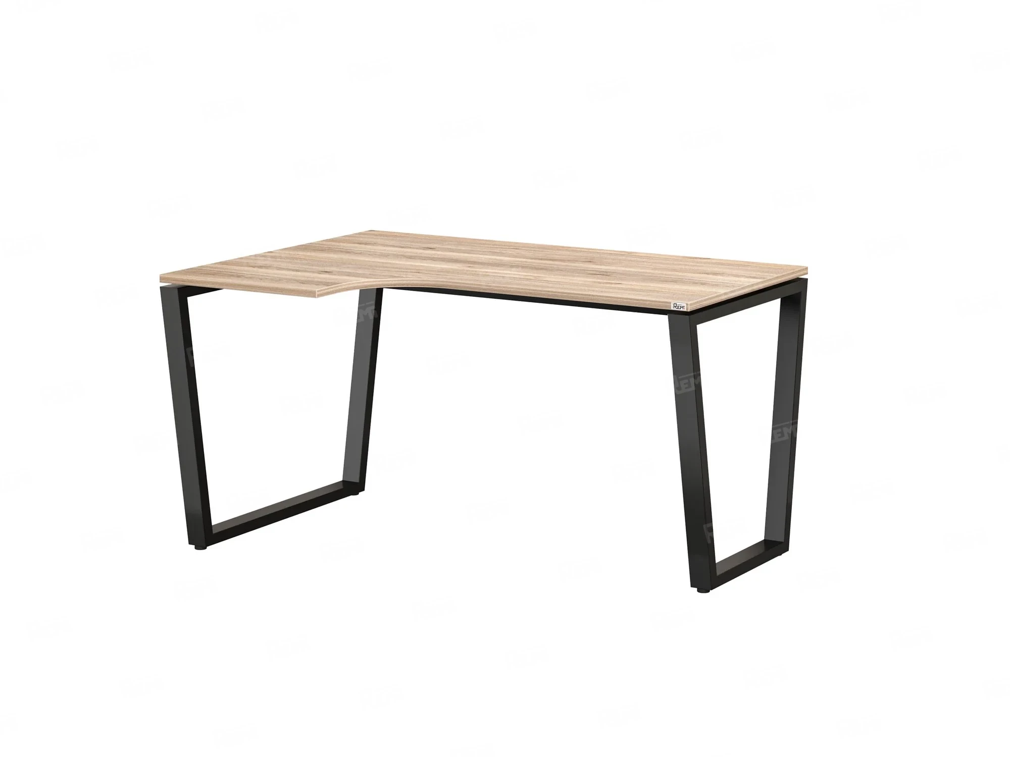 Стол угловой, U-опора, левый 1400x700/900x750, RM051-14x7-9 Дуб Маувелла/Черный