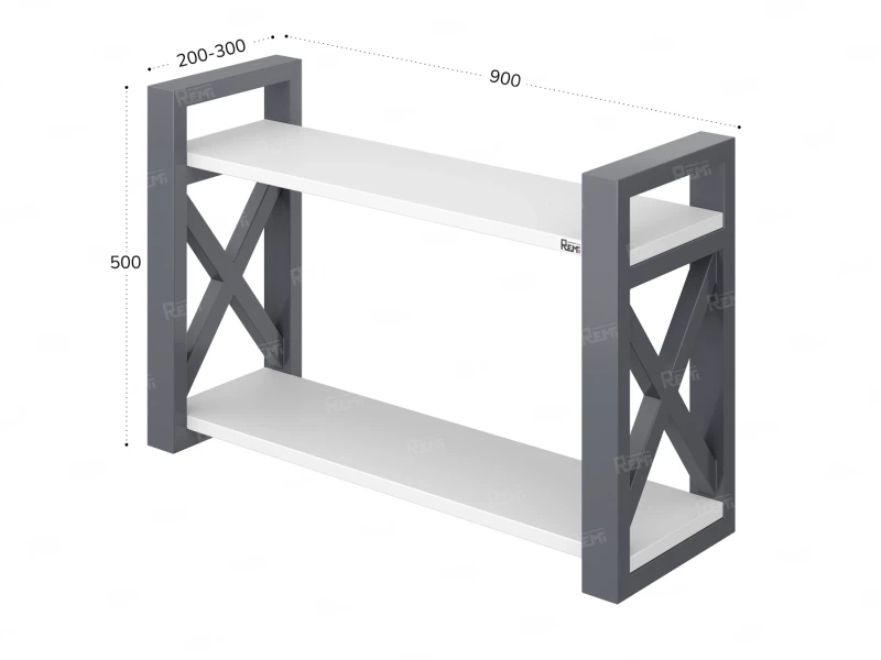 Полка настенная 900x200x500 RM196-90x20 Белый/Серый