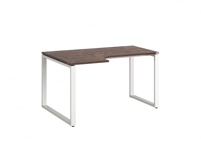 Стол угловой, О-опора, левый 1600x600/900x750, RM055-16x6-9 Дуб Апрельский шоколад/Белый