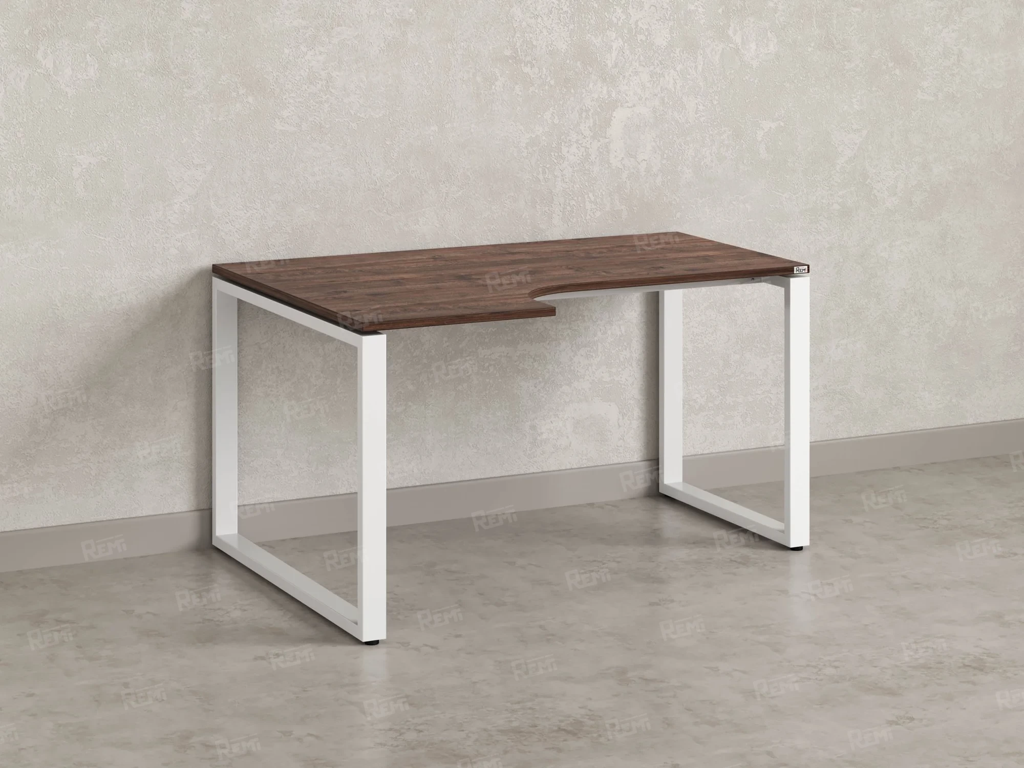 Стол угловой, О-опора, левый 1600x600/900x750, RM055-16x6-9 Дуб Апрельский шоколад/Белый