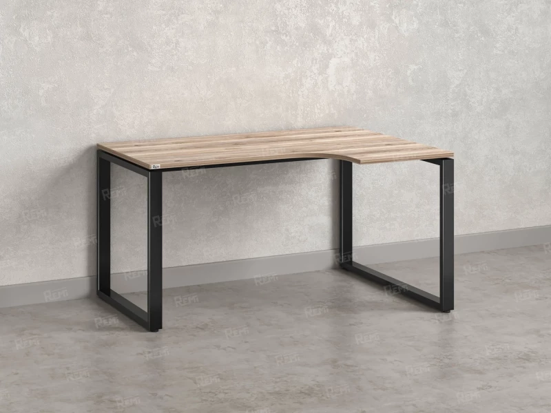 Стол угловой, О-опора, правый 1600x700/900x750, RM054-16x7-9 Дуб Маувелла/Черный