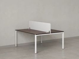 Бенч-система, 2 рабочих места, с одним тканевым экраном 1200x1400x750 RM165-1-12x14 Дуб Апрельский шоколад/Белый