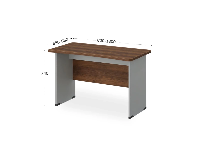 BRL RB002-180х85 Стол прямой с вогнутой столешницей 850 мм 1800х850х740 Орех Вармия/Серый вулкан-кий