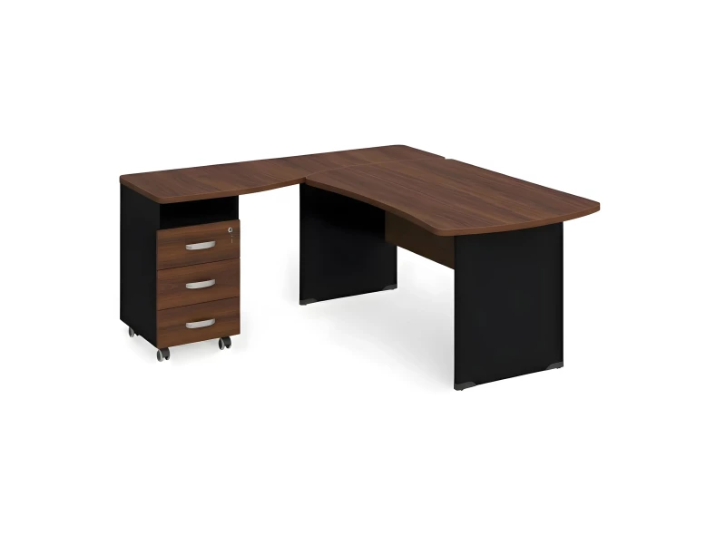 BRL RB005-160х160L Угловое рабочее место левое 1600х1600х740 Орех Вармия/Черный