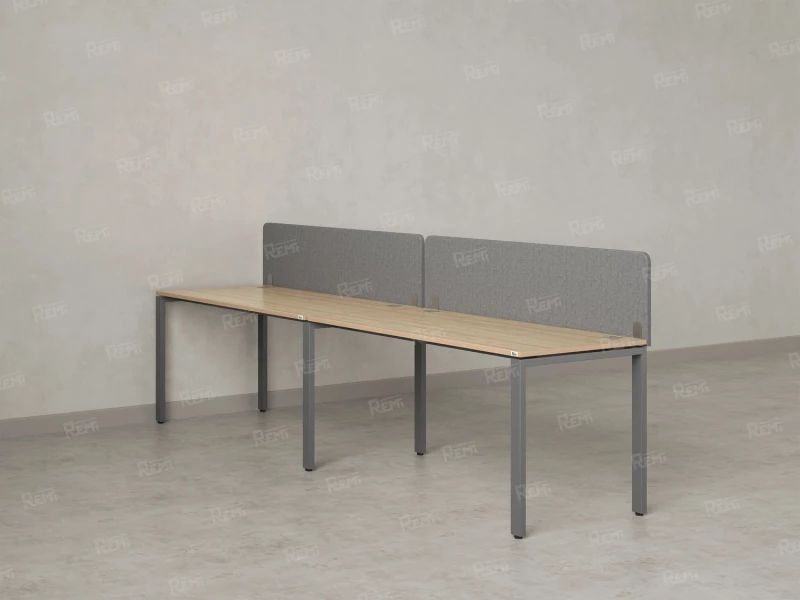 Бенч-система в 1 ряд, 2 рабочих места 2 тканевых экранов 2400x600x750 RM167-3-24x6 Вяз Швейцарский светлый/Серый
