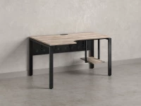 Стол угловой, экран металл, П-опора, левый 1600x700/900x750, RM059-16x7-9 Дуб Маувелла/Черный