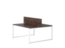 Бенч-система, 2 рабочих места, с одним экраном ЛДСП 1200x1400x750 RM169-2-12x14 Дуб Апрельский шоколад/Белый
