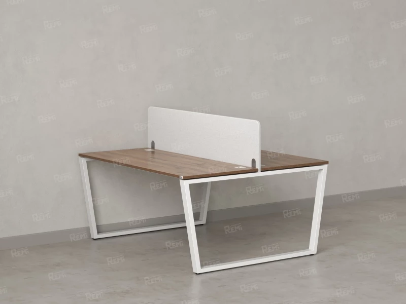 Бенч-система, 2 рабочих места, с одним тканевым экраном 1800x1200x750 RM172-1-18x12 Дуб Юстус/Белый