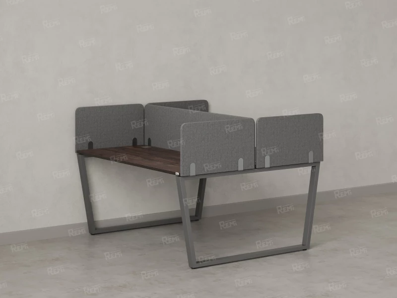 Бенч-система, 2 рабочих места, 5 тканевых экранов 1600x1200x750 RM172-3-16x12 Дуб Апрельский шоколад/Серый