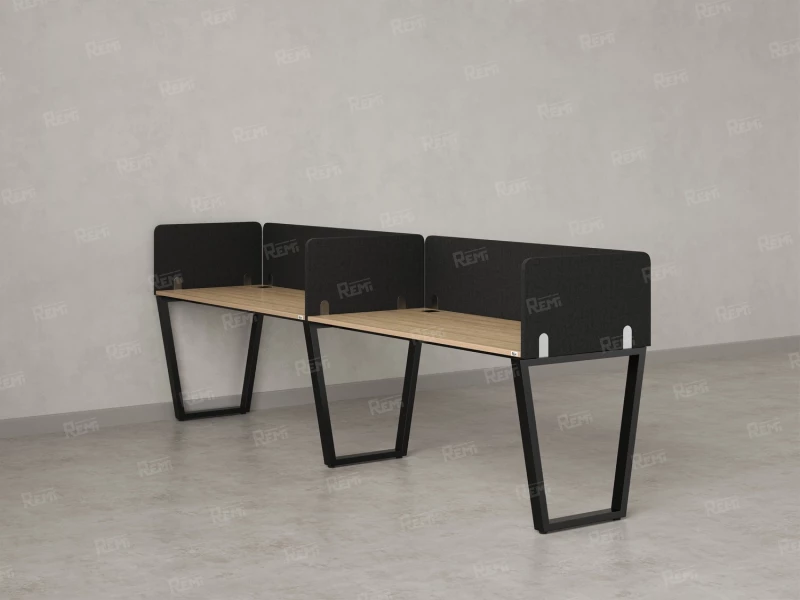 Бенч-система в 1 ряд, 2 рабочих места 5 тканевых экранов 3600x700x750 RM174-1-36x7 Вяз Швейцарский светлый/Черный