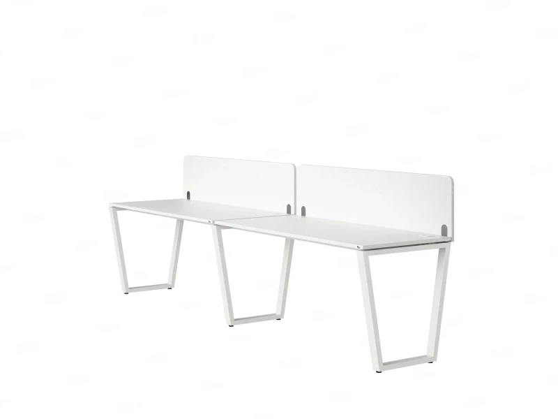 Бенч-система в 1 ряд, 2 рабочих места 2 тканевых экранов 3200x700x750 RM174-3-32x7 Белый/Белый