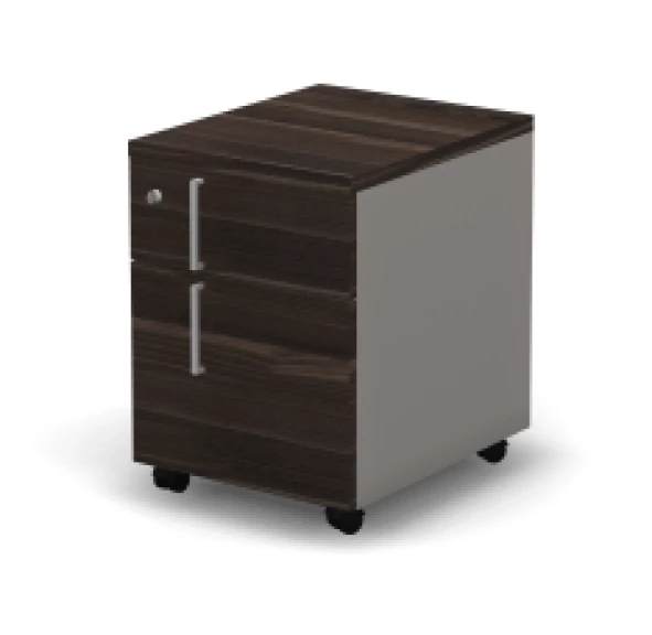 Тумба 1 ящик RAC021к + 1 файлбокс, левая 40,8x50x55,7см Дуб Термо/Серый камень, Серия Аккорд | Accord
