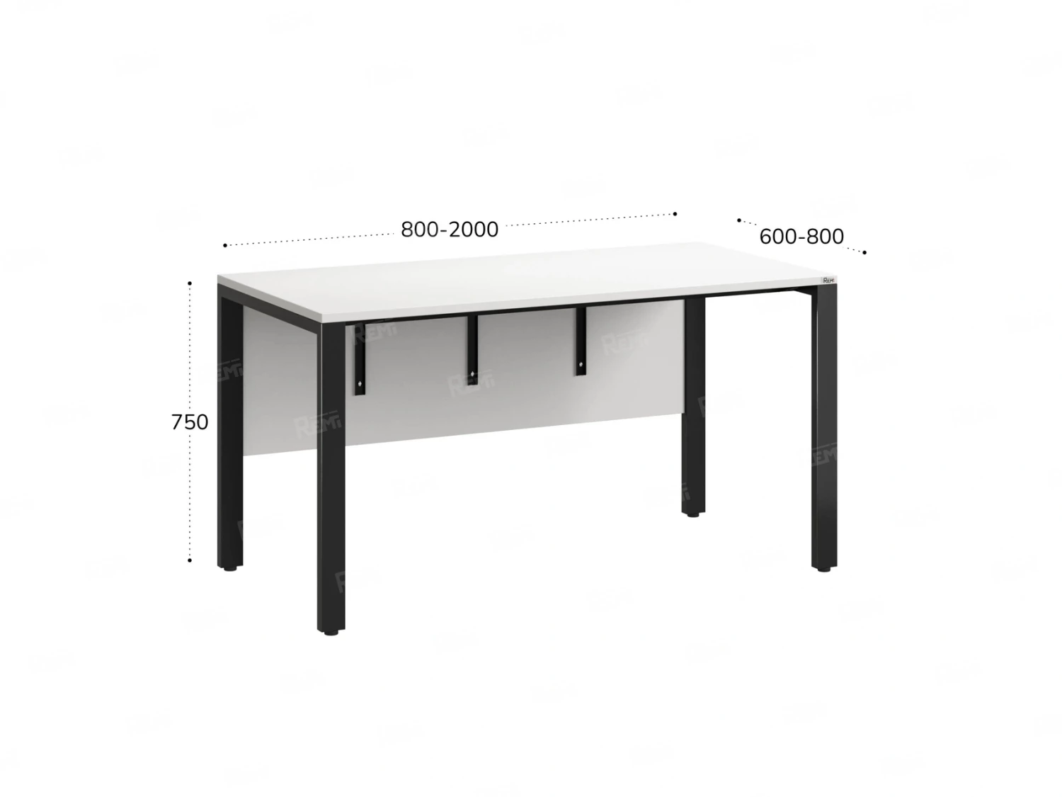 Стол прямой на П-образных опорах, экран ЛДСП 1600x700x750 RM005-16x7 Белый/Черный