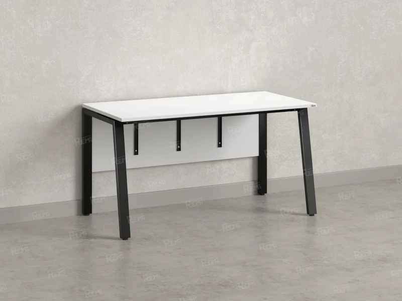 Стол прямой, Л-опора, экран ЛДСП,парящая стол-ца 1600x600x750 RM009-16x6 Белый/Черный