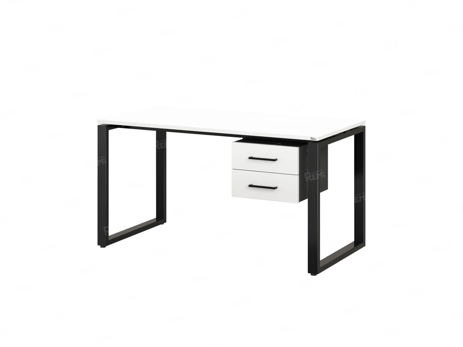 Стол прямой с подвесной тумбой 2 ящика, О-опора 1600x600x750 RM037-16x6 Белый/Черный