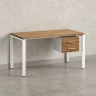 Стол прямой с подвесной тумбой 2 ящика, П-опора 1600x600x750 RM039-16x6 Дуб Юстус/Белый