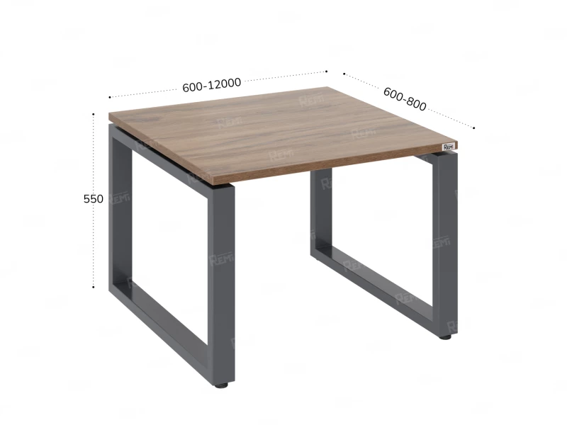 Журнальный стол с полкой 700x800x550 RM182-7x8 Дуб Юстус/Серый