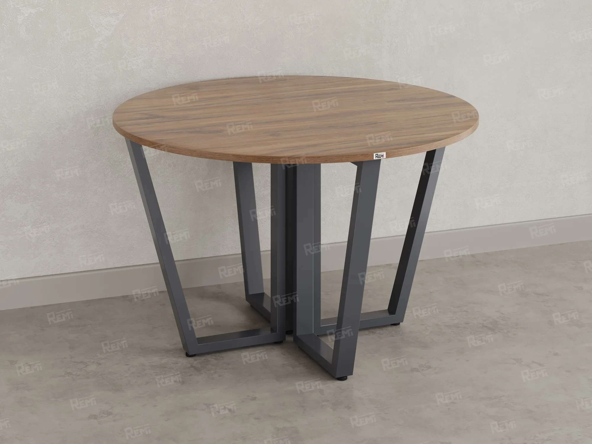 Круглый стол на U-образных опорах 1200x1200x750 RM188-12x12 Дуб Юстус/Серый