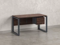 Стол прямой, подвесная тумба, ЛДСП экран, О-опора 1600x700x750 RM033-16x7 Дуб Апрельский шоколад/Серый