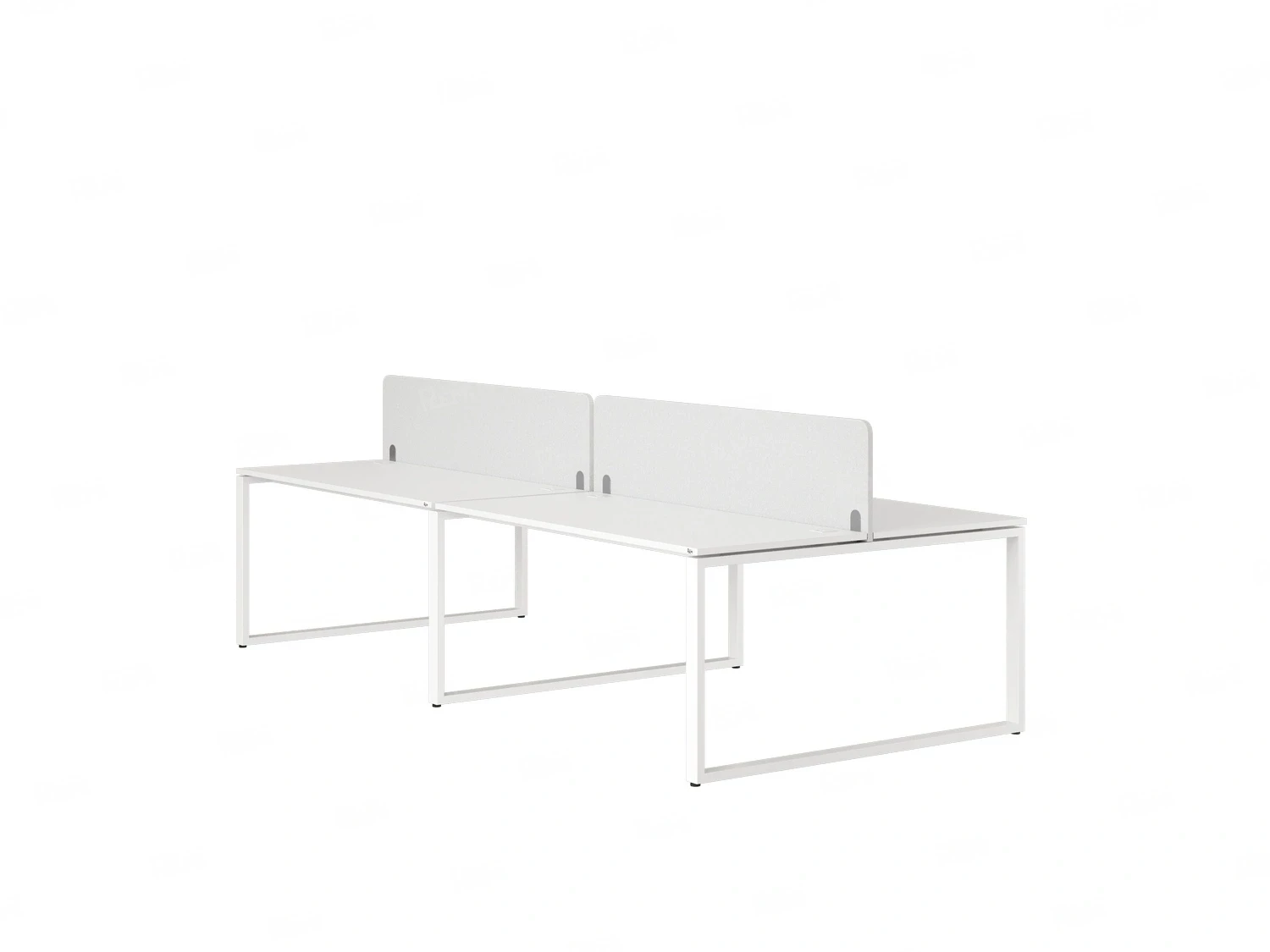 Бенч-система, 4 рабочих места, на О-образных опорах, 2 тканевых экранов 2000x1200x750 RM170-3-10x12 Белый/Белый