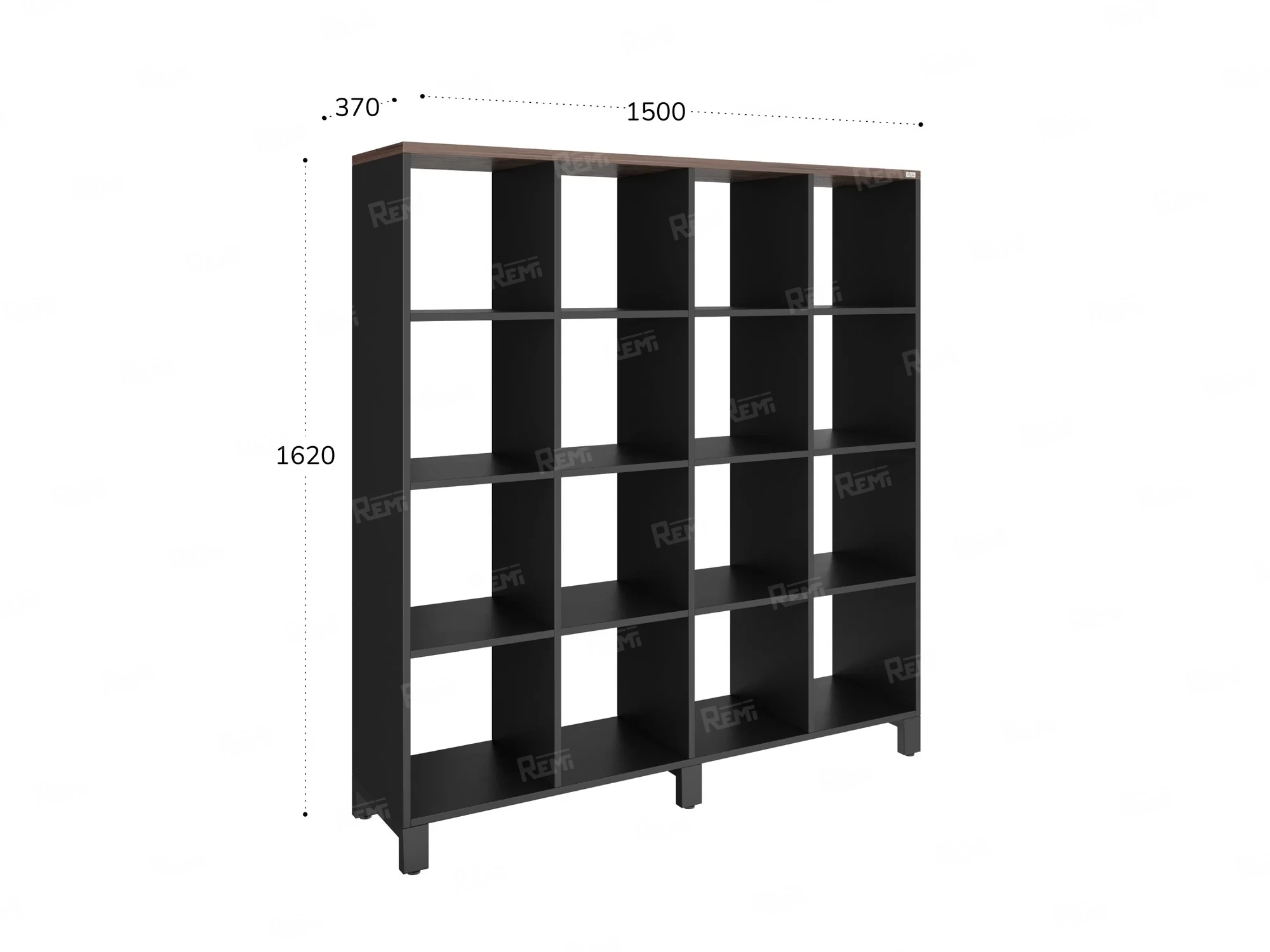 Стеллаж, 16 ячеек 1500х370х1620 RM140-15x37 Дуб Апрельский шоколад/Черный