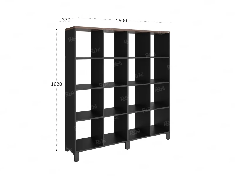 Стеллаж, 16 ячеек 1500х370х1620 RM140-15x37 Дуб Апрельский шоколад/Черный