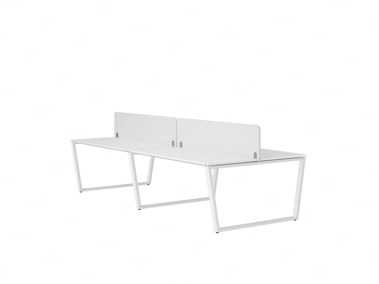 Бенч-система, 4 рабочих места, на U-образных опорах, 2 тканевых экранов 3200x1400x750 RM173-3-16x14 Белый/Белый