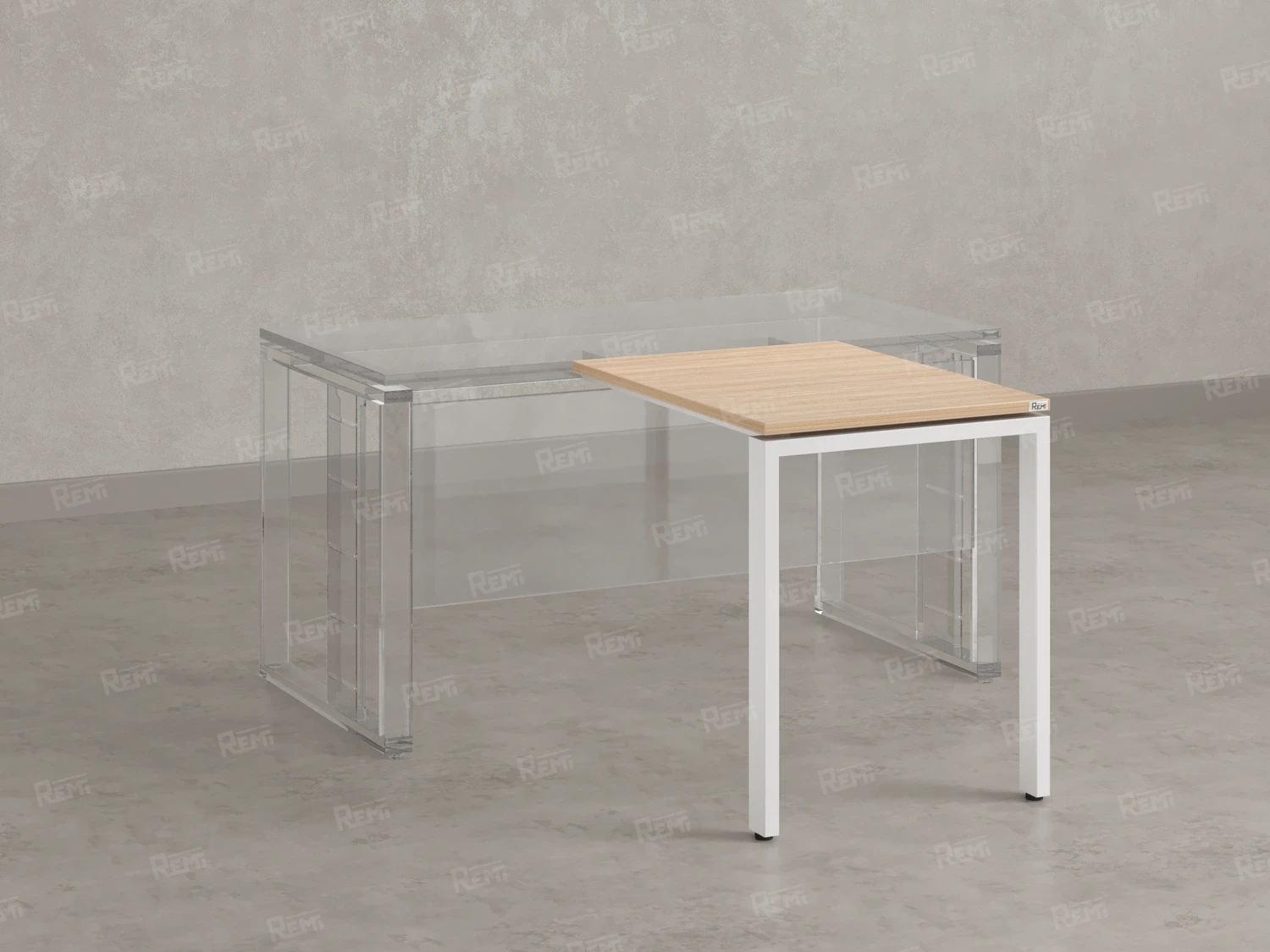 Брифинг прямой, с парящей столешнецей, на П-образном каркасе 1100x700x750 RM070-11x7 Вяз Швейцарский светлый/Белый