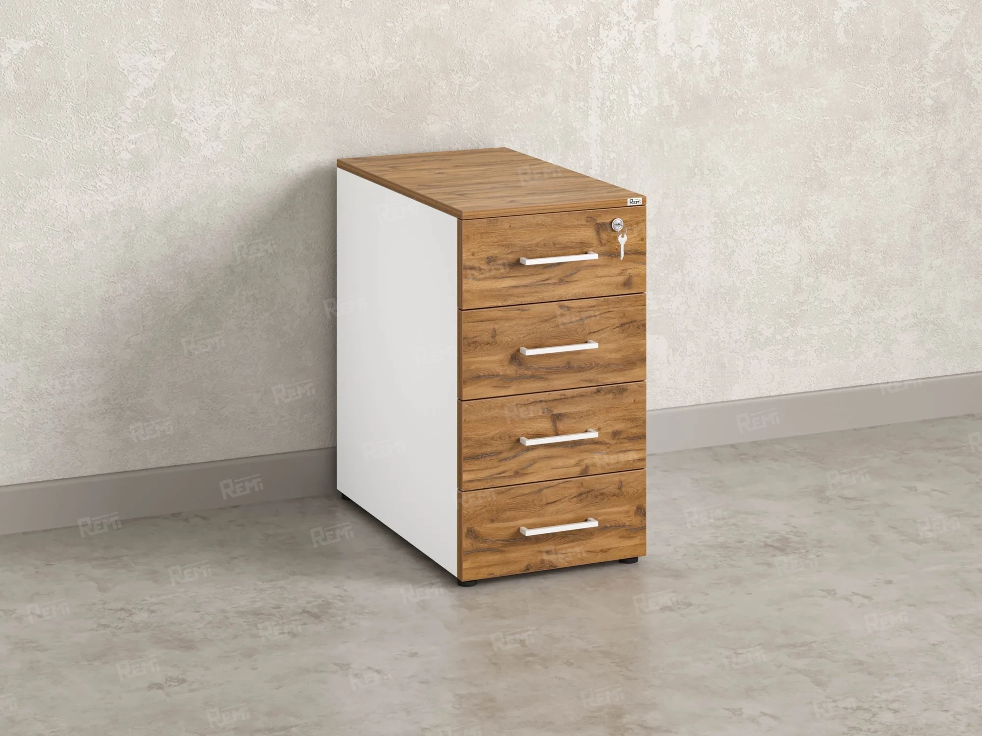 Тумба приставная, 4 ящика 400x800x750 RM121-40x80 Дуб Юстус/Белый