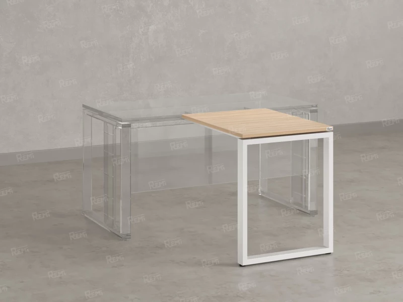 Брифинг прямой, с парящей столешнецей, на О-образном каркасе 900x600x750 RM072-9x6 Вяз Швейцарский светлый/Белый