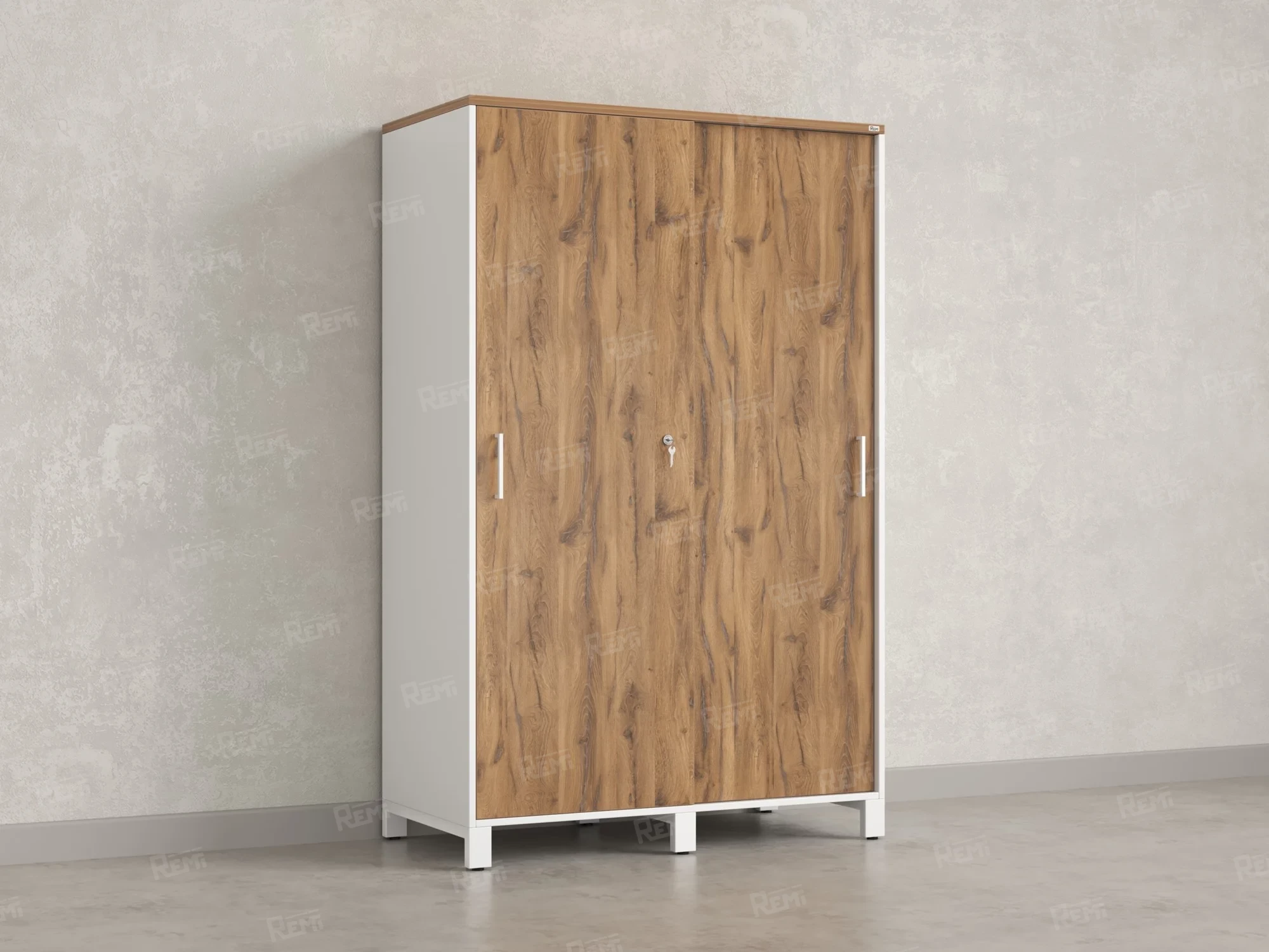 Шкаф-купе, штанга, 1 полка 1200x600x1900 RM163-90x60 Дуб Юстус/Белый