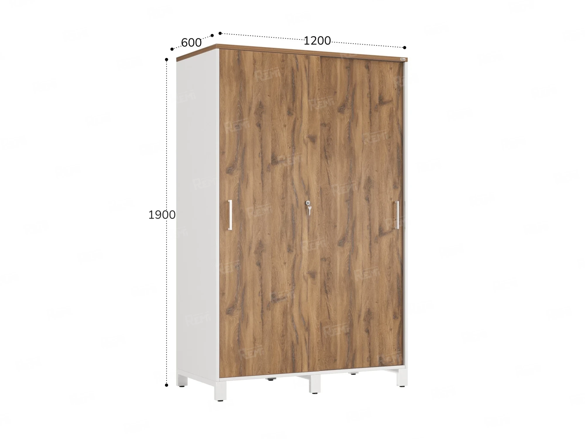 Шкаф-купе, штанга, 1 полка 1200x600x1900 RM163-90x60 Дуб Юстус/Белый