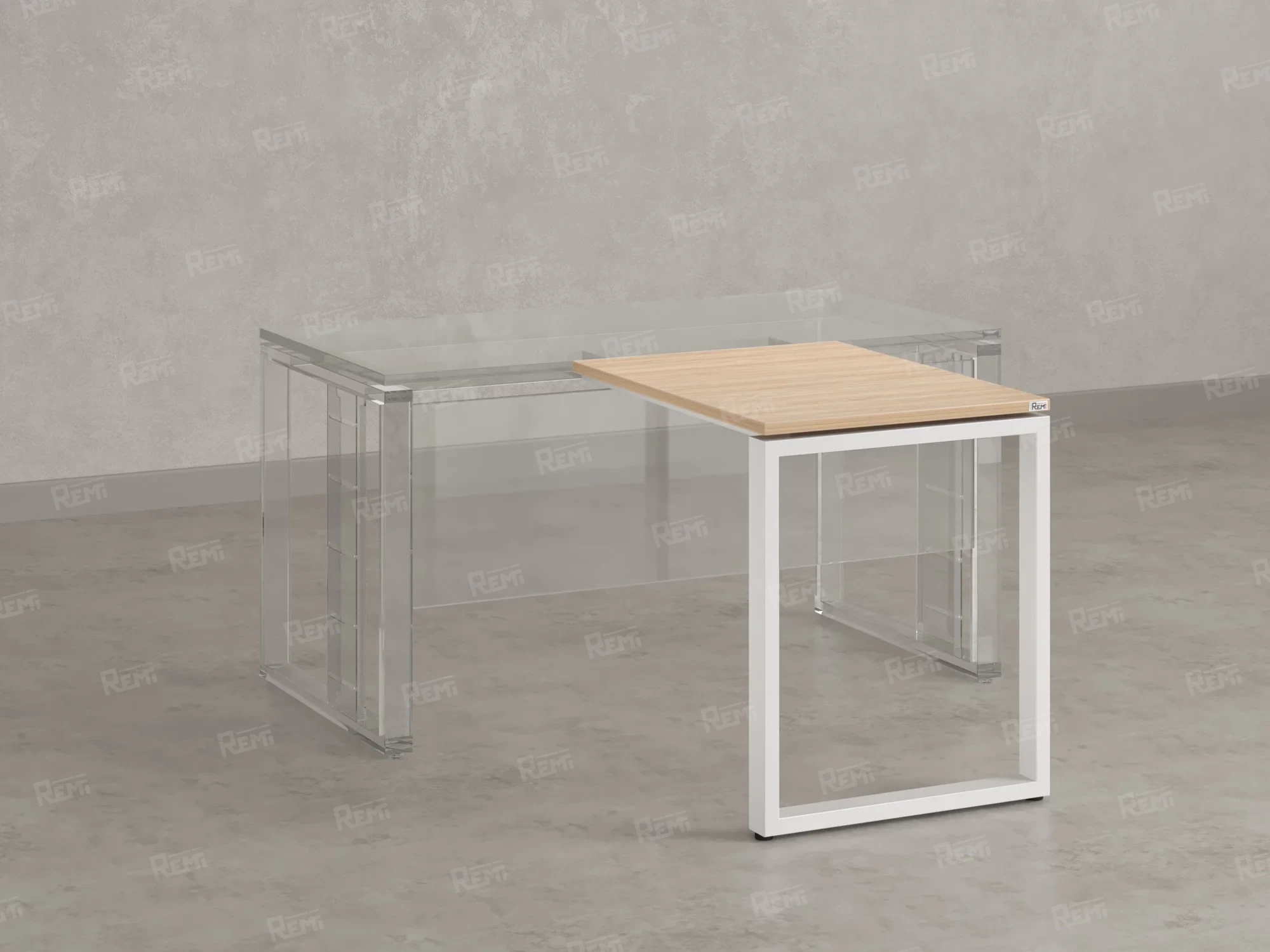 Брифинг прямой, с парящей столешнецей, на О-образном каркасе 1800x700x750 RM072-18x7 Вяз Швейцарский светлый/Белый