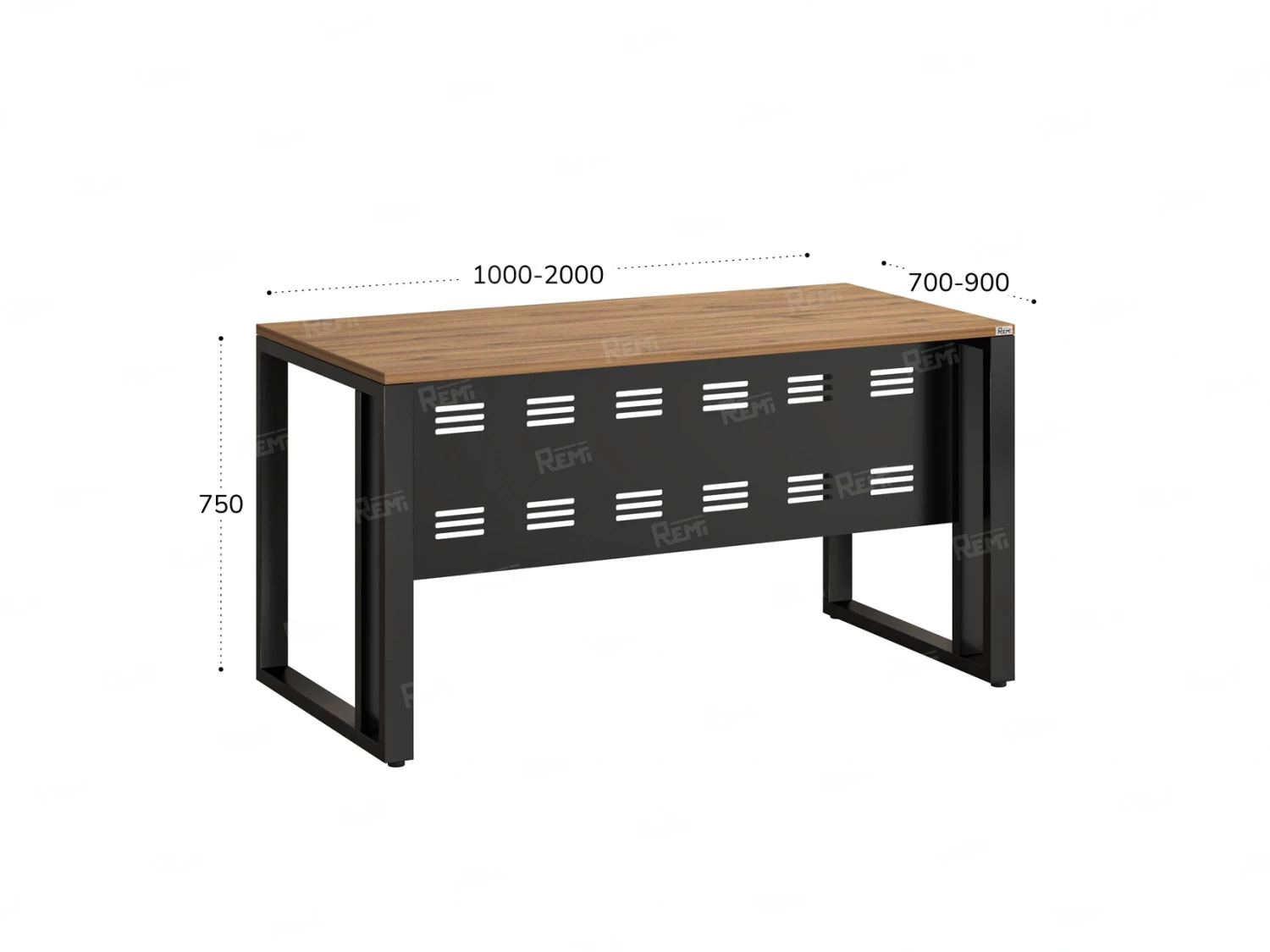 Стол прямой на О-образных опорах с металлическим экраном 1200x800x750 RM042-12x8 Юстус/Черный