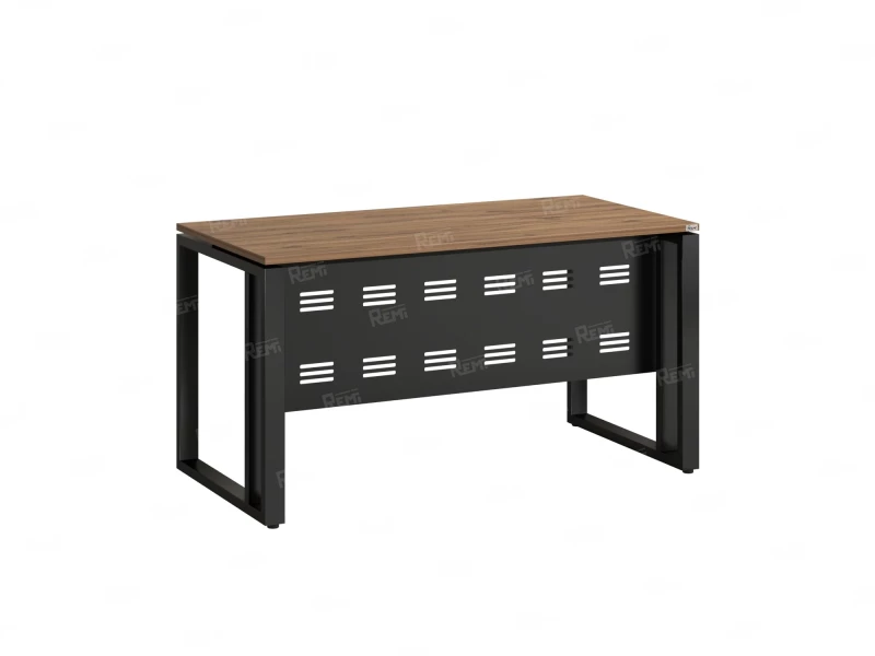 Стол прямой на О-образных опорах с металлическим экраном 1200x800x750 RM042-12x8 Юстус/Черный