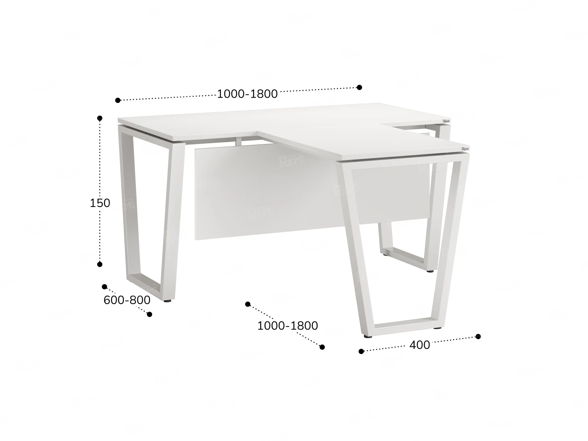 Стол с брифингом с парящей столешницей на U-образных опорах с экраном ЛДСП RM047-12x8 1200x2000x750 Белый/Белый