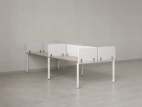 Бенч-система, 4 рабочих места, на П-образных опорах, 8 тканевых экранов 3200x1600x750 RM166-1-16x16 Дуб Маувелла/Белый