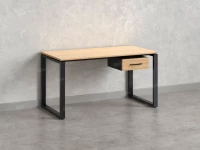 Стол прямой с подвесной тумбой, О-опора 1800x600x750 RM036-18x6 Вяз Швейцарский светлый/Черный