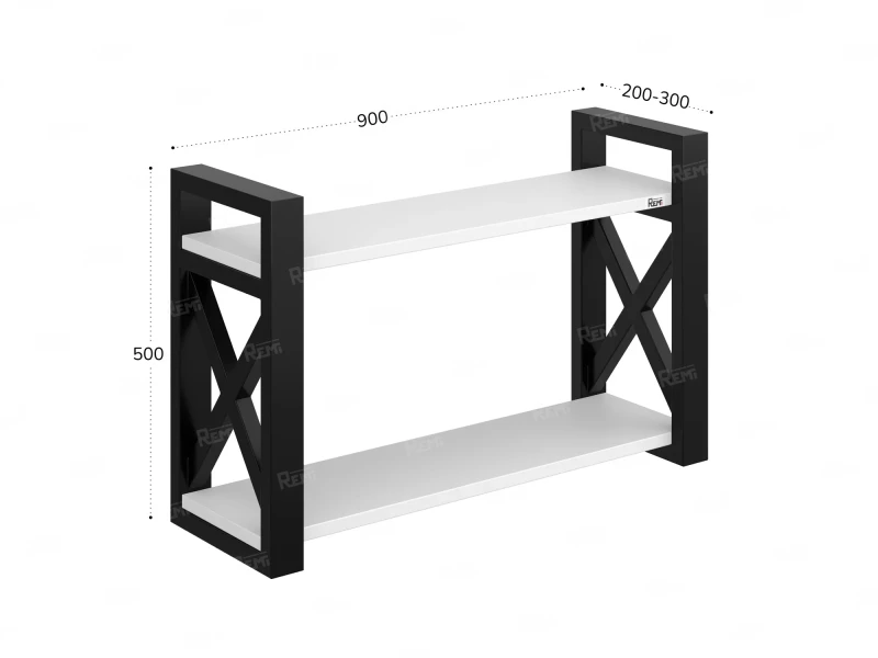 Полка настенная 900x200x500 RM196-90x20 Белый/Черный