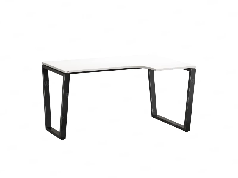 Стол угловой, U-опора, правый 1400x900/1200x750, RM050-14x9-12 Белый/Черный
