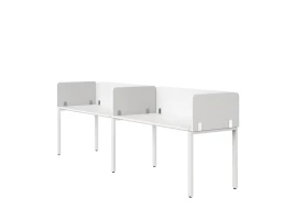 Бенч-система в 1 ряд, 2 рабочих места 5 тканевых экранов 2000x600x750 RM167-1-20x6 Белый/Белый