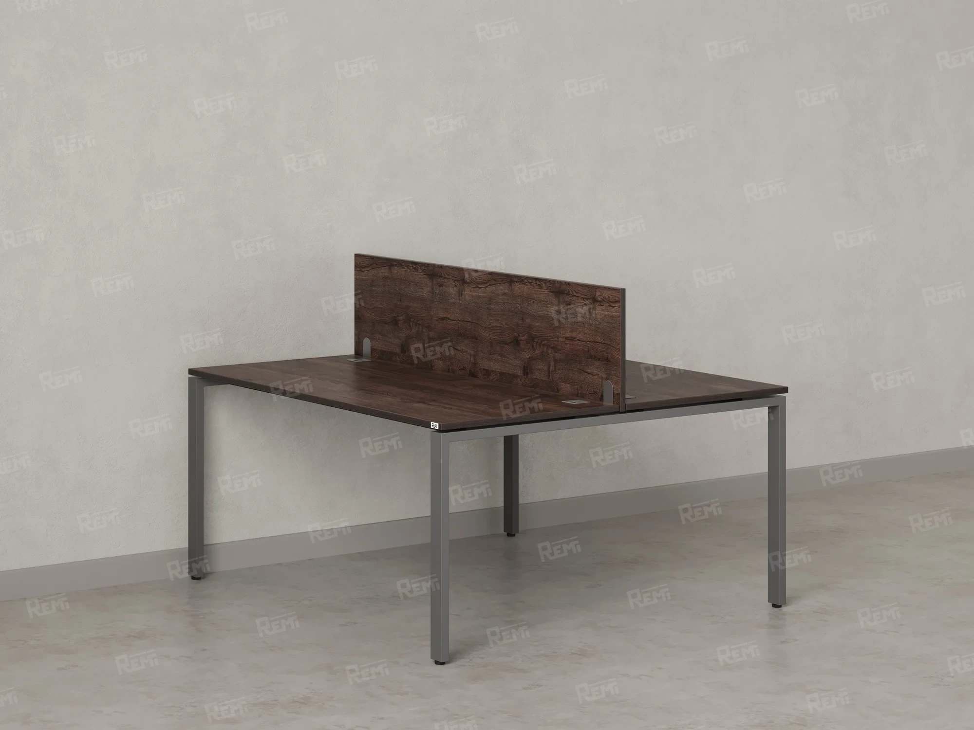 Бенч-система, 2 рабочих места, с одним экраном ЛДСП 1600x1200x750 RM165-2-16x12 Дуб Апрельский шоколад/Серый