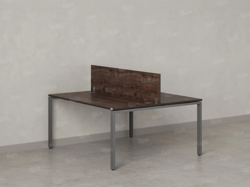 Бенч-система, 2 рабочих места, с одним экраном ЛДСП 1600x1200x750 RM165-2-16x12 Дуб Апрельский шоколад/Серый