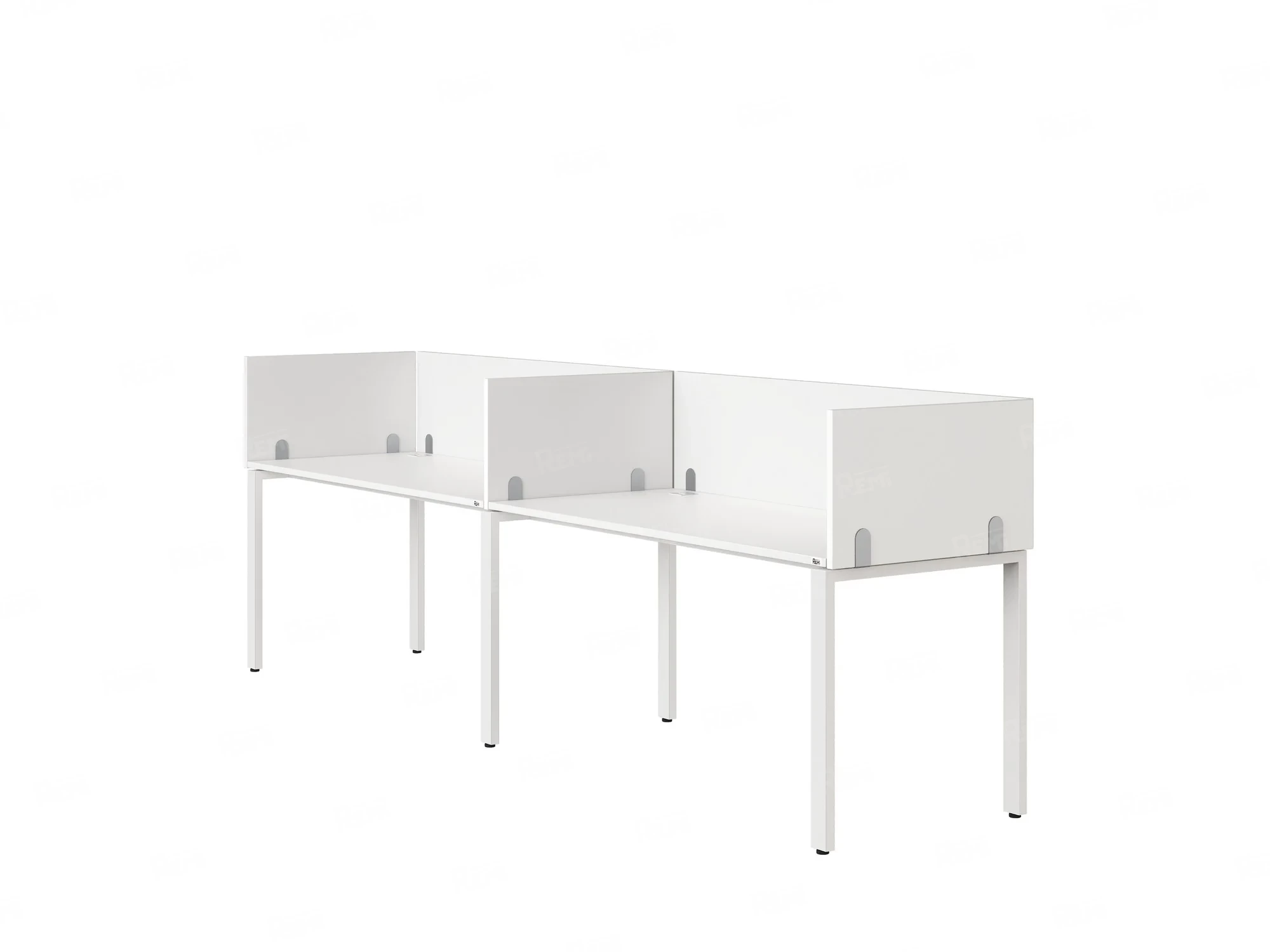 Бенч-система в 1 ряд, 2 рабочих места 5 ЛДСП экранов 2400x800x750 RM167-2-24x8 Белый/Белый