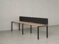 Бенч-система в 1 ряд, 2 рабочих места 2 тканевых экранов 2400x600x750 RM167-3-24x6 Вяз Швейцарский светлый/Черный