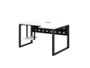 Стол угловой, экран металл, О-опора, правый 1800x900/1200x750, RM057-18x9-12 Белый/Черный