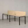 Бенч-система в 1 ряд, 2 рабочих места 2 ЛДСП экранов 2700x800x750 RM167-4-27x8 Вяз Швейцарский светлый/Черный